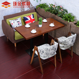咖啡厅沙发桌椅组合 西餐厅实木桌椅休闲茶餐厅卡座酒吧沙发定制