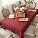 纯色蓝酒红 北欧美式现代简约桌布布艺 棉麻餐桌布茶几布定做