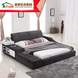 可拆洗布床 布艺床1.8米双人床 榻榻米床 简约现代软床储物大床