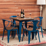 美式乡村铁艺咖啡桌椅组合 复古做旧休闲吧沙发卡座酒吧桌椅套件
