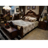 欧式真皮床 实木床 美式古典2米双人床 奢华卧室家具婚床别墅大床