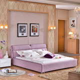 吉斯 布床 布艺床 布艺单 双人软床1.5 1.8米大床 简约现代浅粉色
