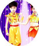 唐装马甲背心女套装复古中国风儿童开门红舞蹈服装演出服幼儿中式