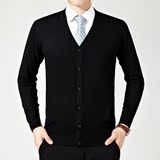 2015秋季新款品牌男装薄款羊毛针织开衫男士正品V领纯色羊绒毛衣