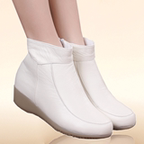 2015新款春秋款真皮牛筋底护士靴子白色全皮单靴女靴短靴护士鞋