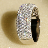925纯银情侣戒指男女 镀18K金排钻满钻钻石戒指指环 欧美首饰品