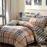 欧美格子床上用品四件套高支高密全棉斜纹1.5米1.8m纯棉床单被套