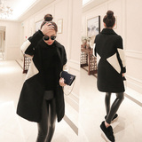 2015冬季新款韩国时尚中长款毛呢外套女大码宽松显瘦茧型呢子大衣