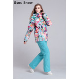 2015新款正品Gsou Snow滑雪服套装女款 滑雪服女套装 彩色迷彩