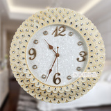 [天天特价]挂钟现代客厅时尚时钟孔雀创意静音水钻圆形钟个性钟表