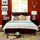 奇居良品 美式经典实木家具 巴尔特北美红橡木卧室双人床