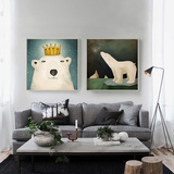 北极熊的思念 北欧装饰画现代简约遮挡电表箱挂画无框画客厅壁画