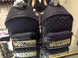 正品代购Moschino菱格双肩包莫斯奇诺金色字母logo背包小号女包