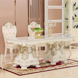 欧式奢华长方形餐桌椅 大理石餐桌椅1.8米长桌