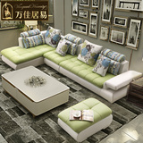 现代简约小户型进口真皮沙发头层牛皮 绿色皮艺皮布沙发客厅组合