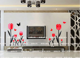 郁金香 温馨玫瑰花朵 3d亚克力水晶立体墙贴画玄关卧室电视背景墙