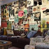 欧美复古电影明星海报咖啡餐厅酒吧服装店背景墙定制无缝墙纸壁画