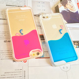创意ipone5s手机壳海豚 苹果6 plus沙漏液体情侣壳 iPhone6流沙壳