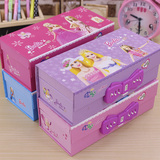 韩版创意芭比公主儿童女学生铅笔盒三层密码锁文具盒多层大容量
