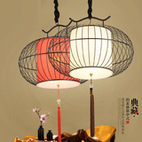 现代新中式餐厅吊灯铁艺鸟笼创意卧室书房吊灯黑色吧台装饰吊灯