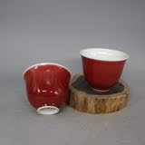 热卖大明宣德年制祭红釉杯一对 茶杯 酒杯 古玩旧货 仿古瓷器 全