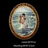 欧式油画相框 椭圆形镂空雕花古典金色装饰浴室镜子 婚纱照相框