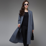 2015秋冬新品高端加长版貂绒大衣女式中长款毛衣外套针织羊绒开衫