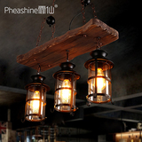 北欧复古餐厅吧台木艺吊灯美式乡村主题酒吧服装店咖啡厅创意灯具