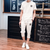 2016夏季短袖t恤男装圆领韩版修身潮流衣服体恤男打底衫纯色套装