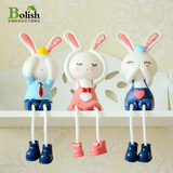 可爱眯眼三不兔子米菲兔吊脚娃娃创意结婚礼物客厅隔板装饰品摆件