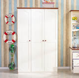 实木儿童衣柜 儿童房大衣柜现代简易宜家组装地中海三门环保衣柜