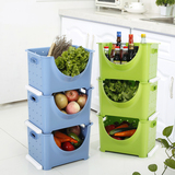 大号加厚叠加塑料收纳筐3个装厨房放蔬菜水果置物架玩具储物箱盒