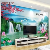 大型3d立体壁画山水风景 电视背景墙无纺布墙纸 中式壁纸 M00532