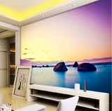 无纺布壁纸 唯美海景背景墙纸壁纸客厅卧室3D立体壁画 海边天际