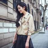 2016春装新款修身百搭七分袖短款风衣女学生韩版短外套小清新上衣