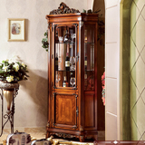 欧式酒柜实木玻璃柜美式仿古雕花角柜客厅展示柜门厅柜装饰柜特价