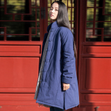 2015冬季原创女装中国风棉衣中长款文艺复古盘扣棉麻加厚中式外套