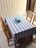 热卖现代简约地中海桌布布艺 蓝白格餐桌布格子茶几布台布长方形
