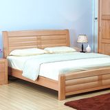 榉木床实木床1.8m双人床单人床平板床1.5米木床储物高箱气动床