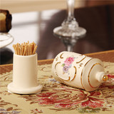 高档象牙瓷牙签筒 餐桌客厅现代创意摆件 陶瓷欧式装饰品牙签盒
