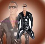 男士塑身连体衣弹力紧身连体裤长袖黑皮衣bodysuit man costume