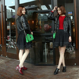2016韩版新款春季侧拉链高跟鞋子女粗跟厚底防水台时尚休闲单鞋