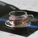 茶杯花茶杯 耐热玻璃功夫红茶下午茶专用喝茶杯大套杯1杯加1碟子