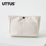 UTTUS实用帆布化妆包韩版简约手拿包耐用纯色杂物整理收纳包中包