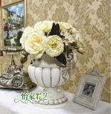 欧式简约高品质家居饰品客厅摆件装饰花假花 花瓶花艺仿真花套装