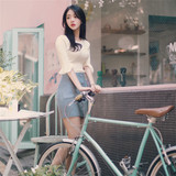 韩国代购正品Milkcocoa秋款女装弹力成熟修身OL风高腰H型半身短裙
