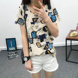 2016新款韩版女夏装宽松短袖t恤女上衣韩国学生半袖夏季体恤印花