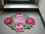 流行时尚的有英文字母的4朵玫瑰红地毯.地垫.门垫防滑地塑底