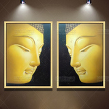 油画佛像手绘东南亚现代装饰画餐厅玄关挂画壁画泰国佛教风格佛头
