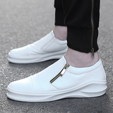 2016新款增高男鞋子韩版白色板鞋男士休闲皮鞋学生拉链春夏季潮鞋